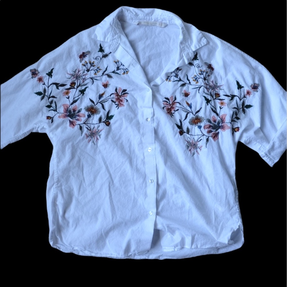 🍒Zara, Embroidered Button Down
